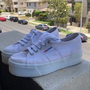 White Superga Plaforms